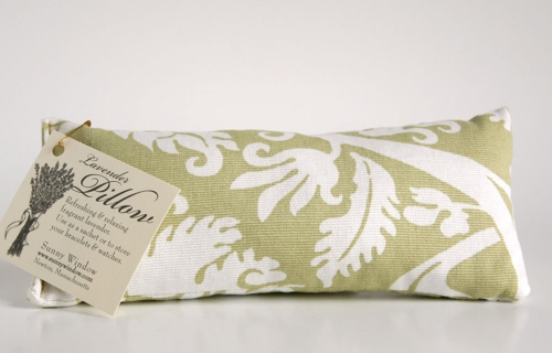 Lavender Sachet Pillow in Green Linen